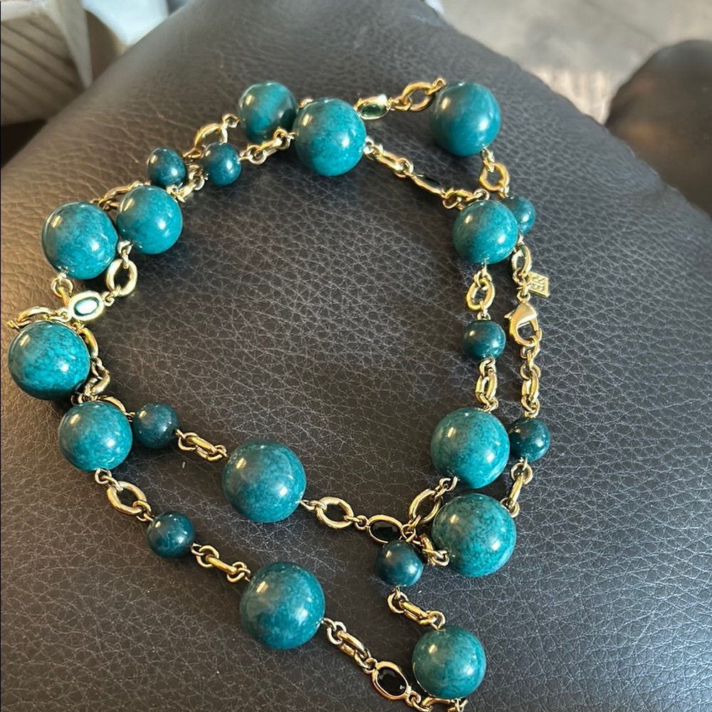 Elegant Gold and Teal Banana Republic Beaded Necklace